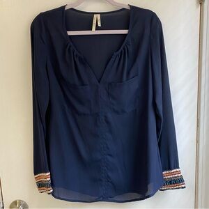Francescas Navy Beaded women’s blouse